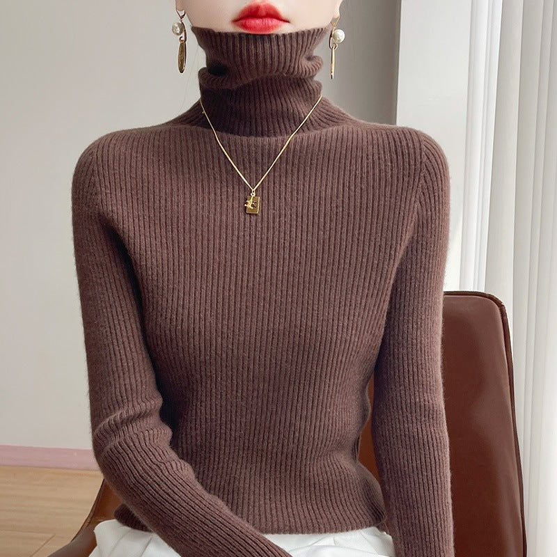Damen Schlanker Rippenstrick-Rollkragenpullover mit gerafftem Hals und kaschmirähnlicher Haptik Shop Nory