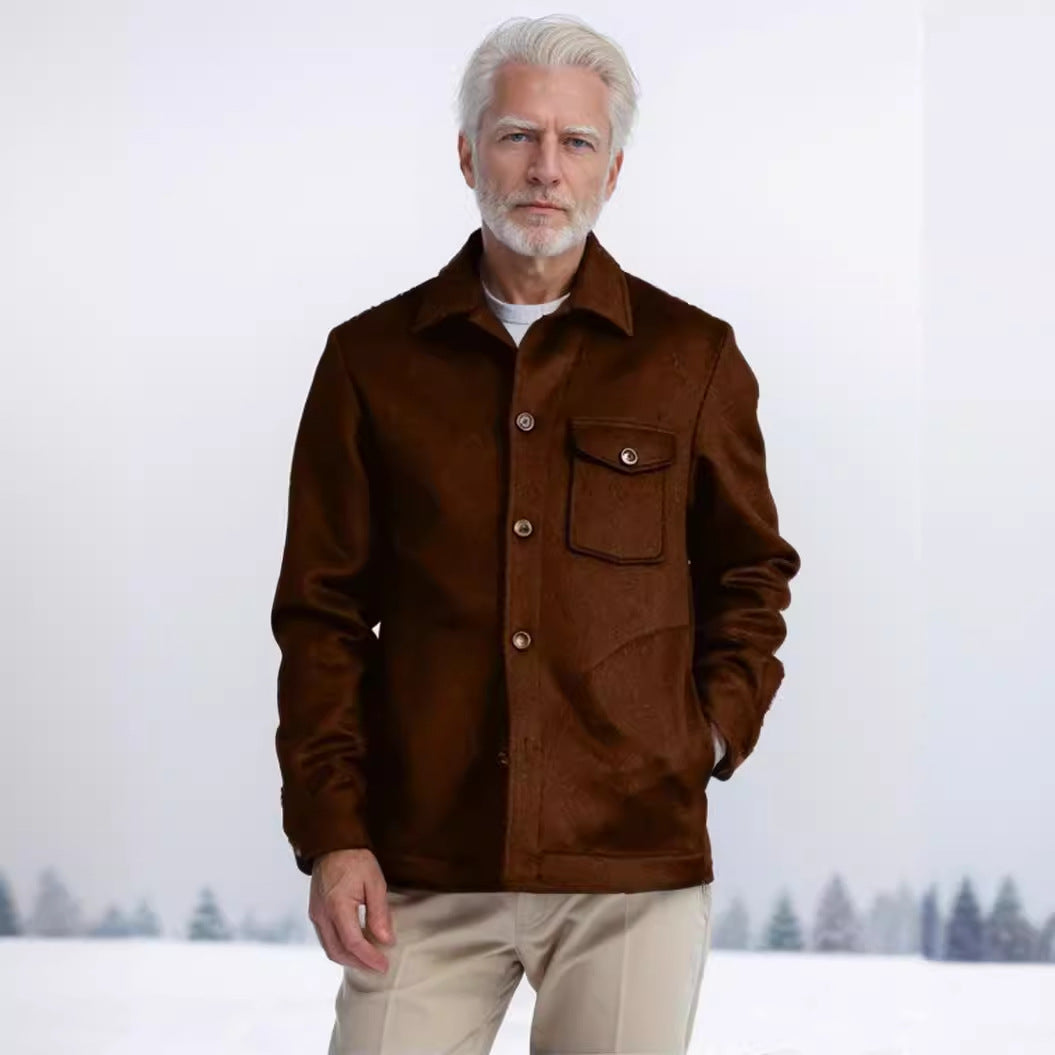 Herren Hemdenjacke aus Wollmix mit aufgesetzter Brusttasche und klassischem Hemdkragen Shop Nory