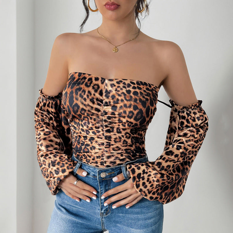 Damen Schulterfreies Bustier-Top mit abnehmbaren Puffärmeln und Raffung Shop Nory