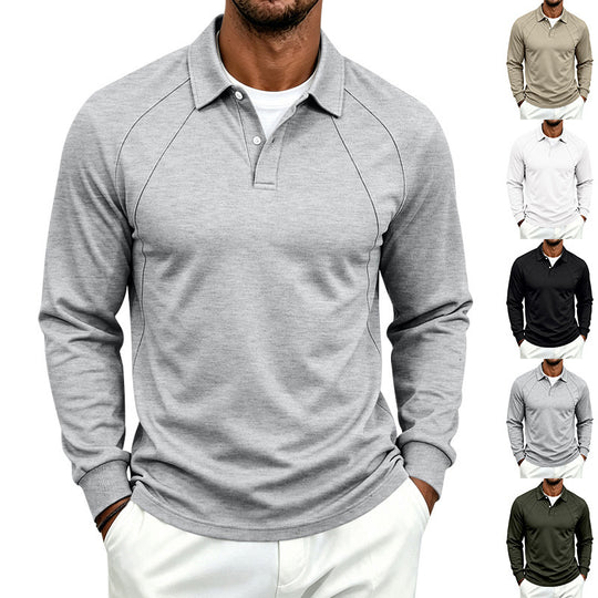 Herren Polo-Sweatshirt mit Raglanärmeln, Halbknopfleiste und Rippbündchen Shop Nory