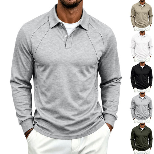 Herren Polo-Sweatshirt mit Raglanärmeln, Halbknopfleiste und Rippbündchen Shop Nory