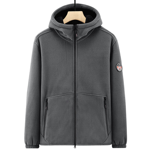 Herren Fleece-Kapuzenjacke mit Teddyfutter, Zwei-Wege-Reißverschluss und verdeckten Reißverschlusstaschen Shop Nory
