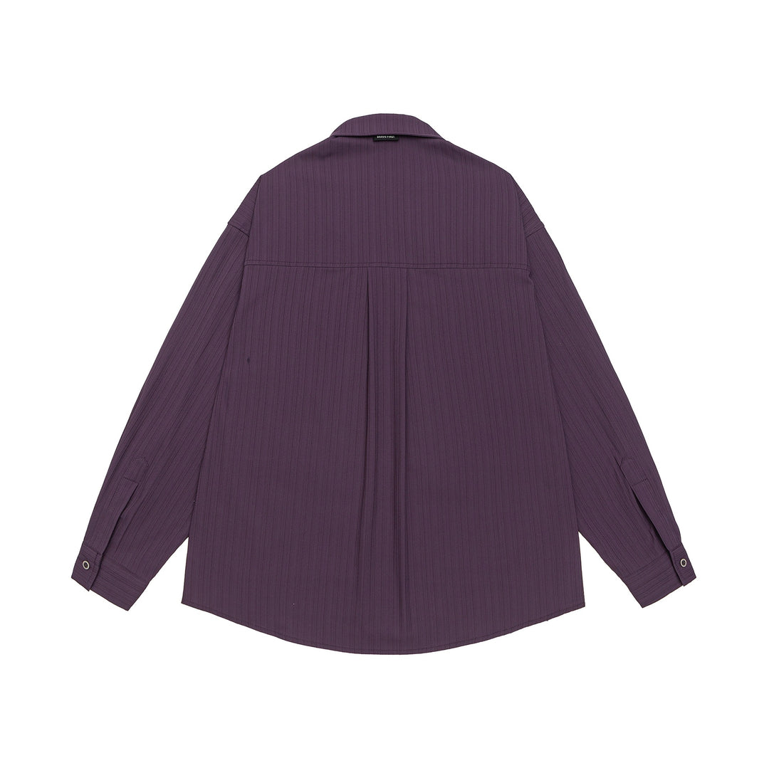 Unisex Oversize-Hemd mit feiner Rippenstruktur, Brusttasche und Kentkragen Shop Nory