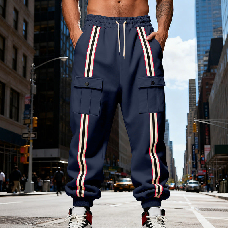Herren Cargo-Jogginghose im Urban-Streetwear-Look mit Kontraststreifen und Klappentaschen Shop Nory