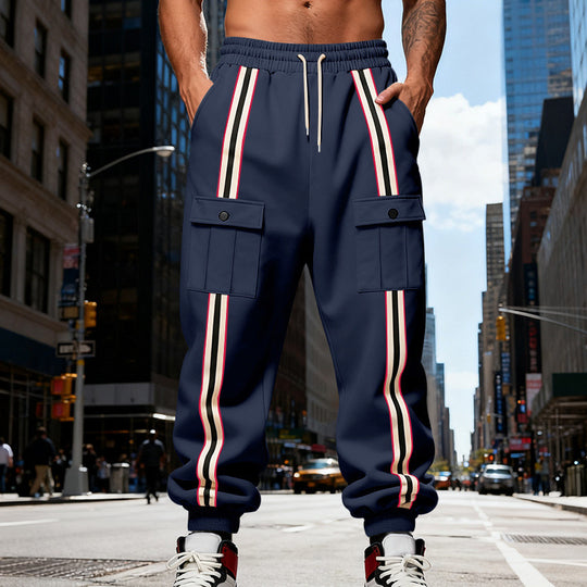 Herren Cargo-Jogginghose im Urban-Streetwear-Look mit Kontraststreifen und Klappentaschen Shop Nory