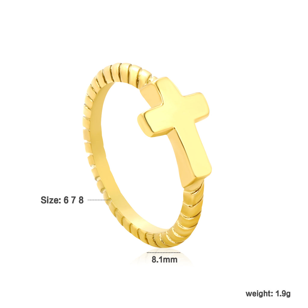 Damen Ring mit modernem Kreuzdesign und elegantem eingearbeitetem Muster Shop Nory