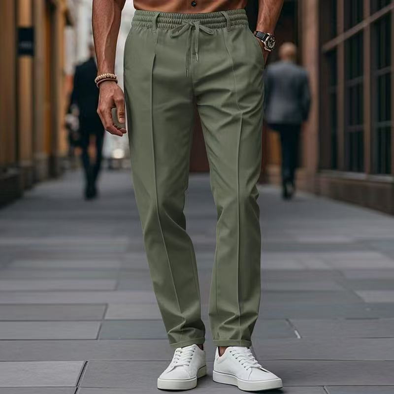 Herren elegante Freizeit-Hose mit elastischem Bund und seitlichen Eingrifftaschen