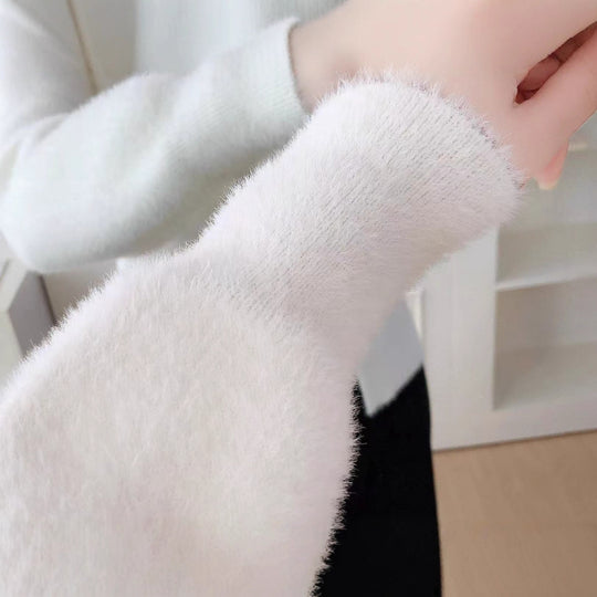 Damen Flauschige Strickjacke mit Perlen und Rüschendetails Shop Nory