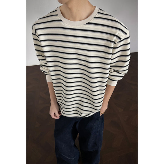 Herren Lässiges gestreiftes Langarm-Shirt Shop Nory