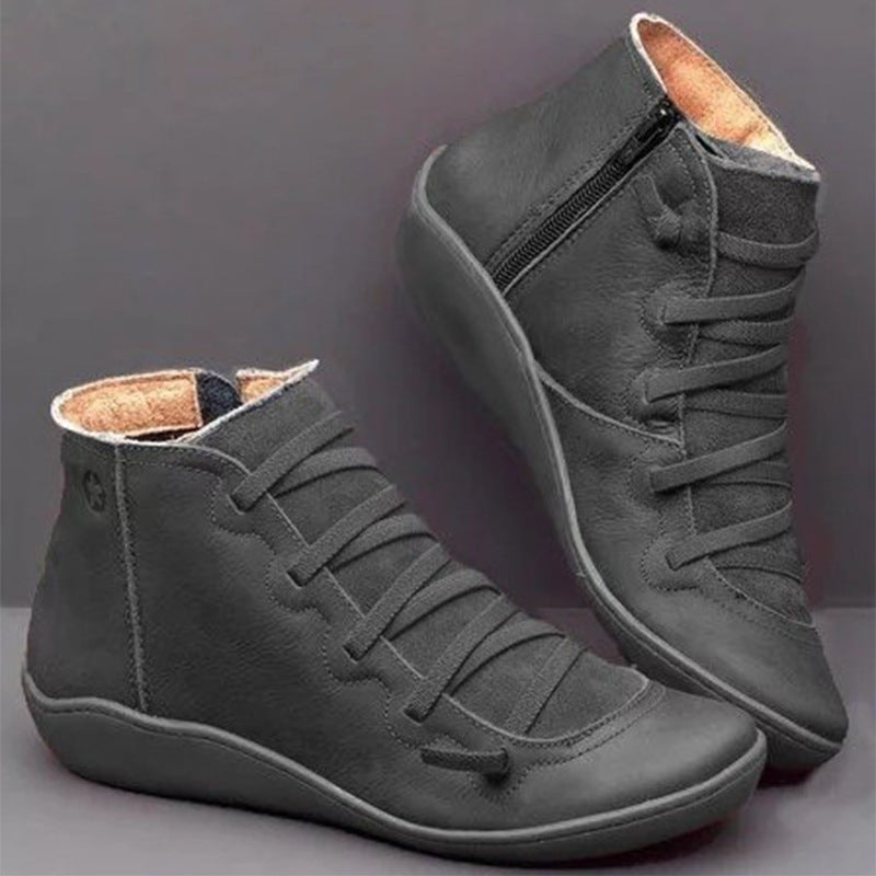 Damen Knöchelhohe Komfort-Boots mit elastischer Zier-Schnürung und seitlichem Reißverschluss Shop Nory
