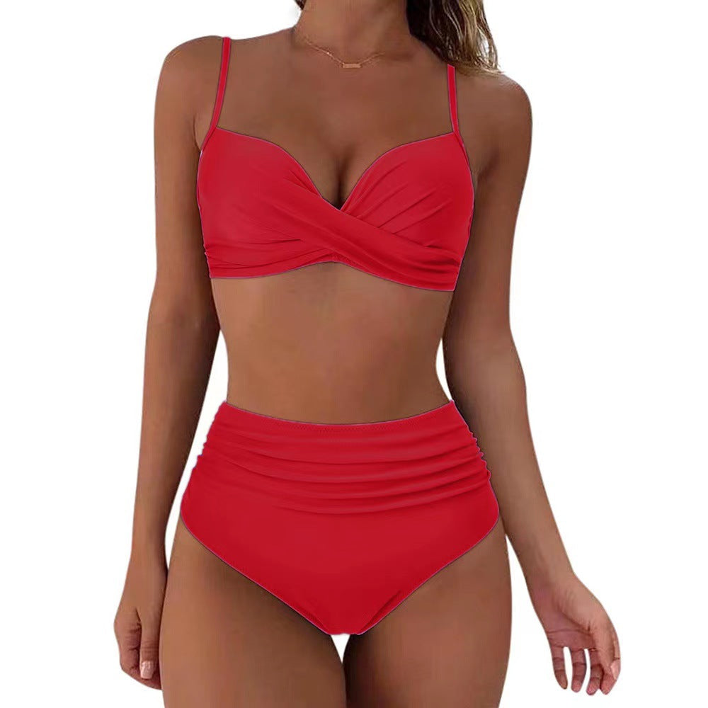 Damen High-Waist Tierdruck-Bikini-Set