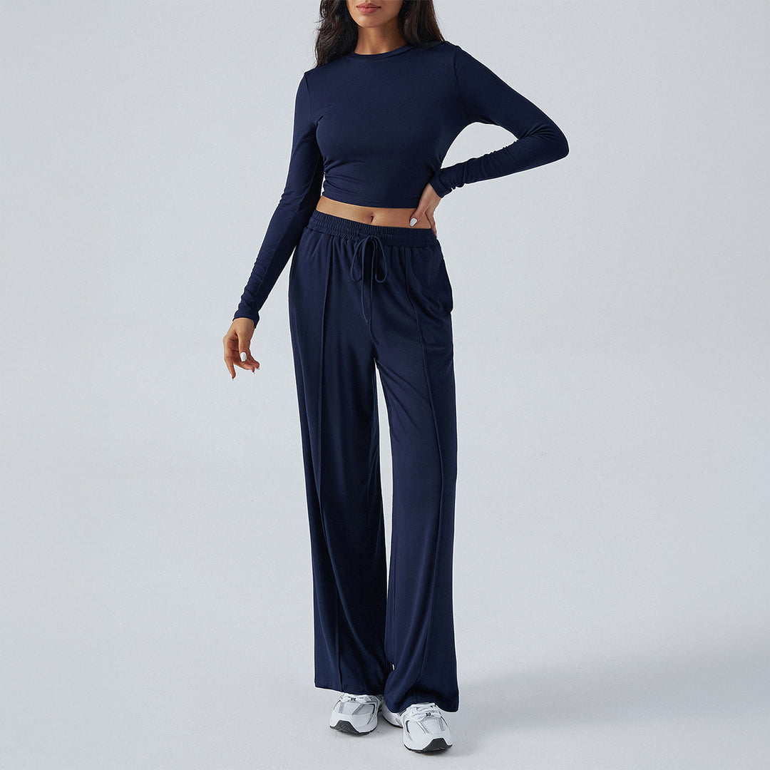 Damen nan weite Loungehose mit elastischem Kordelbund und fließender Jersey‑Qualität Shop Nory