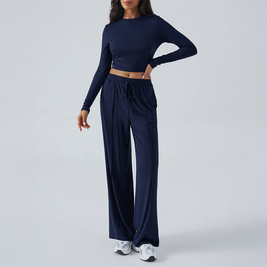 Damen nan weite Loungehose mit elastischem Kordelbund und fließender Jersey‑Qualität Shop Nory