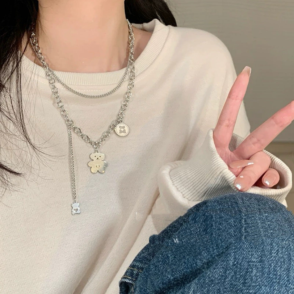 Damen Halskette mit charmantem Bärchenanhänger und inspirierendem Spruch Shop Nory