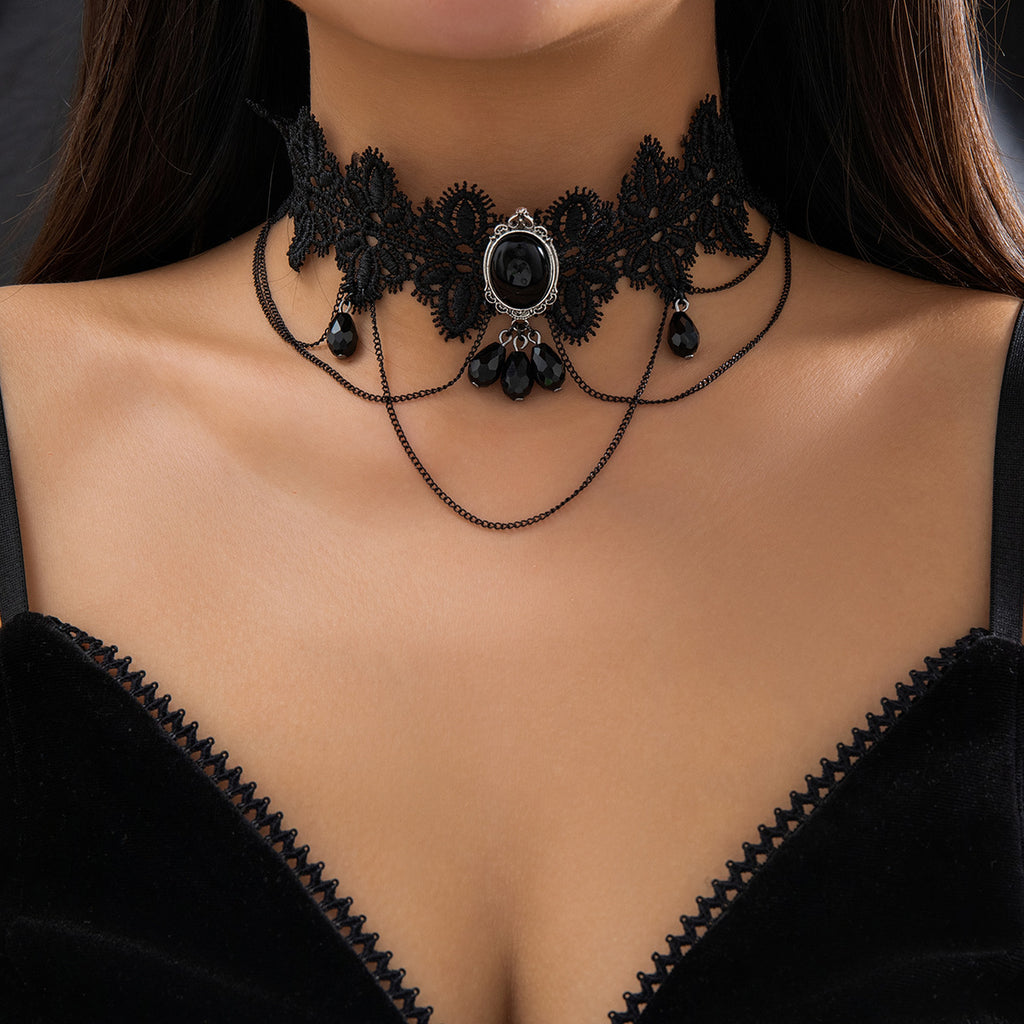 Damen Spitzen Choker Halskette mit Anhängern Shop Nory