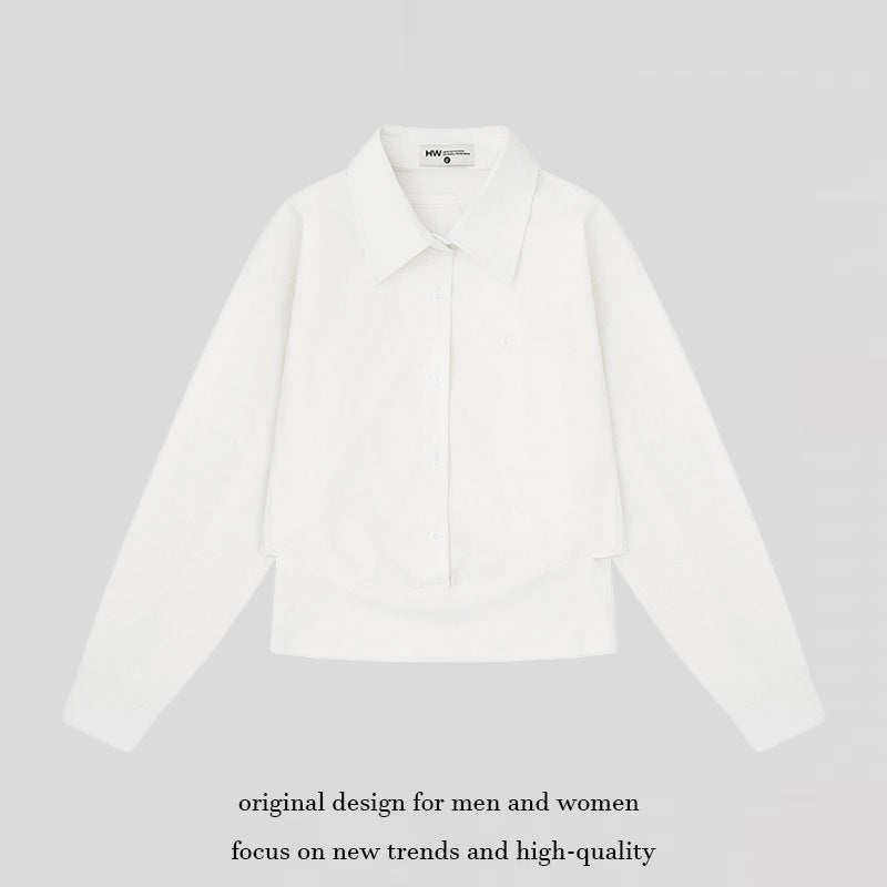 Damen Kurzgeschnittenes Lagen-Hemd mit weitem Kentkragen und verlängertem Rückteil Shop Nory