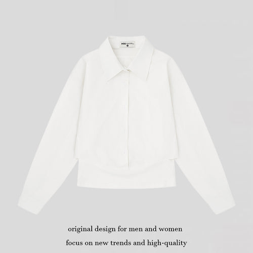 Damen Kurzgeschnittenes Lagen-Hemd mit weitem Kentkragen und verlängertem Rückteil Shop Nory