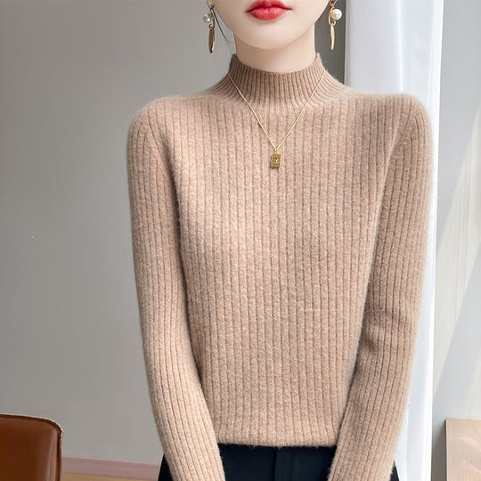 Damen Schmaler Rippenstrick-Mockneck mit extraweicher Kaschmir-Optik Shop Nory