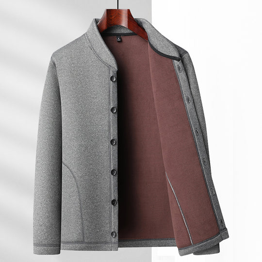 Herren Casual-Stehkragenjacke mit weicher Fleece-Innenseite und verdeckten Nahttaschen Shop Nory