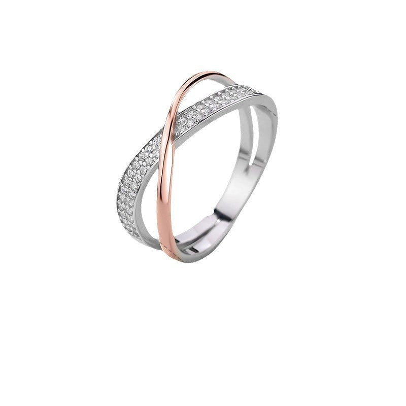 Damen eleganter Ring mit Kreuzdesign und funkelnden Zirkoniasteinen Shop Nory