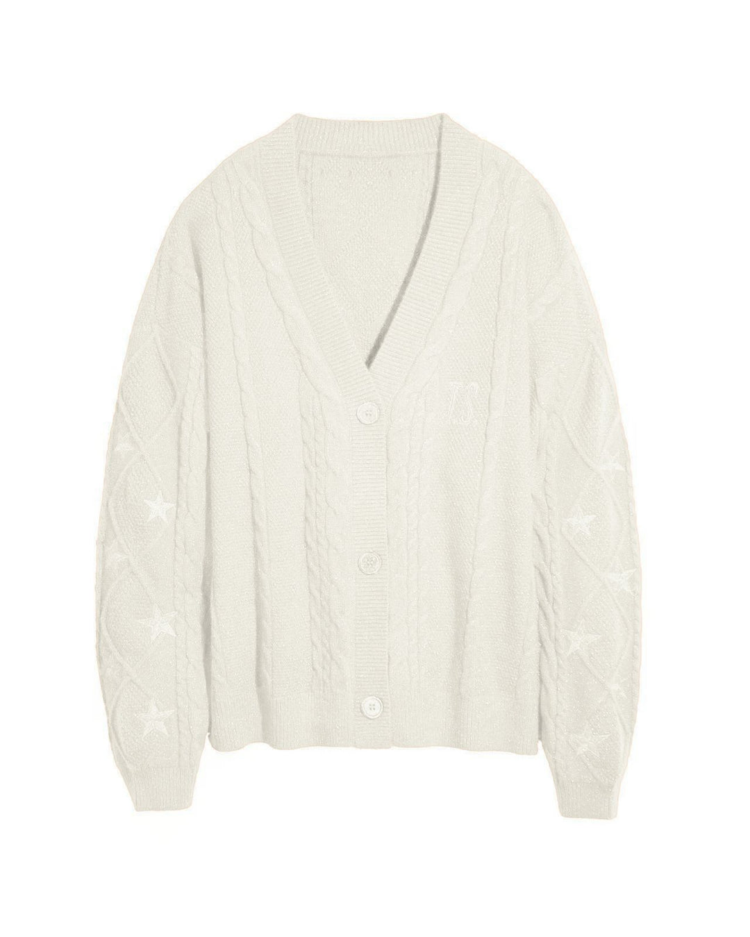 Damen Strickcardigan mit Zopfstrick, Stern‑Stickerei und Glanzfäden Shop Nory