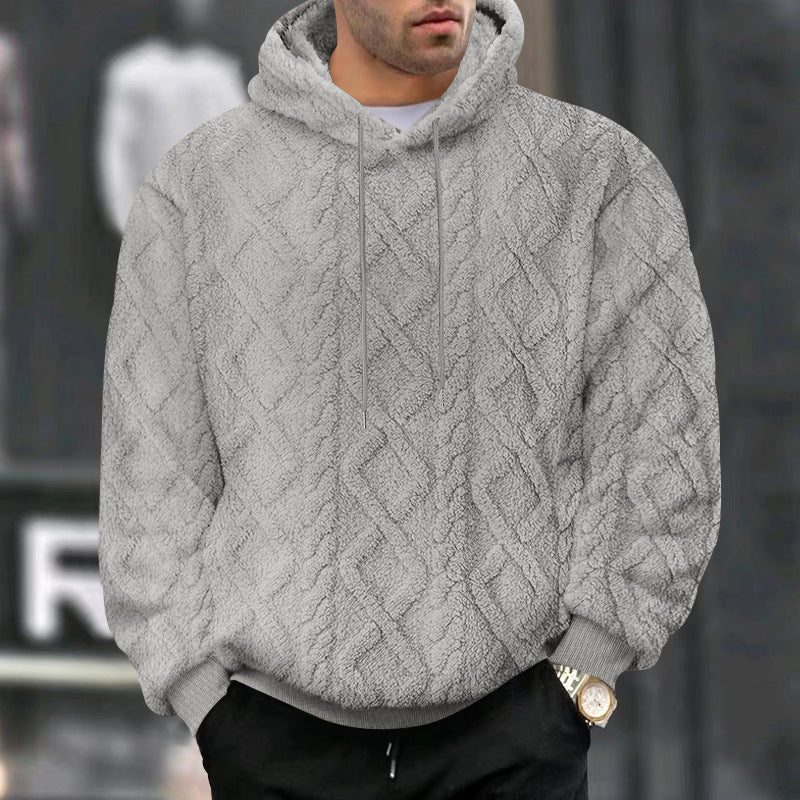 Herren nan kuscheliger Oversize Teddy Hoodie mit Kapuze und Rautenstruktur Shop Nory