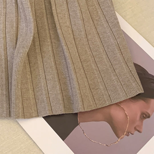 Damen Plissierter Rock mit elastischem Bund und Gürteldetail Shop Nory