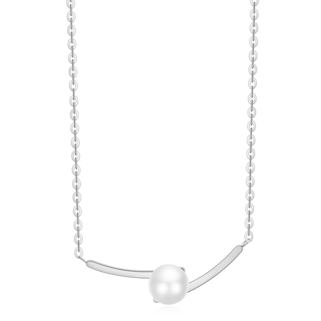 Damen Halskette mit elegantem Perlenanhänger und modernem Edelstahl-Design Shop Nory