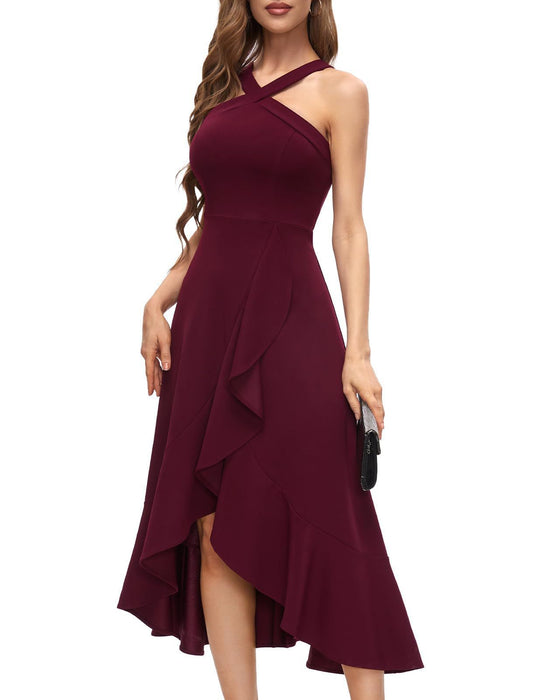 Damen Asymmetrisches Langen Abendkleid mit Drapierung