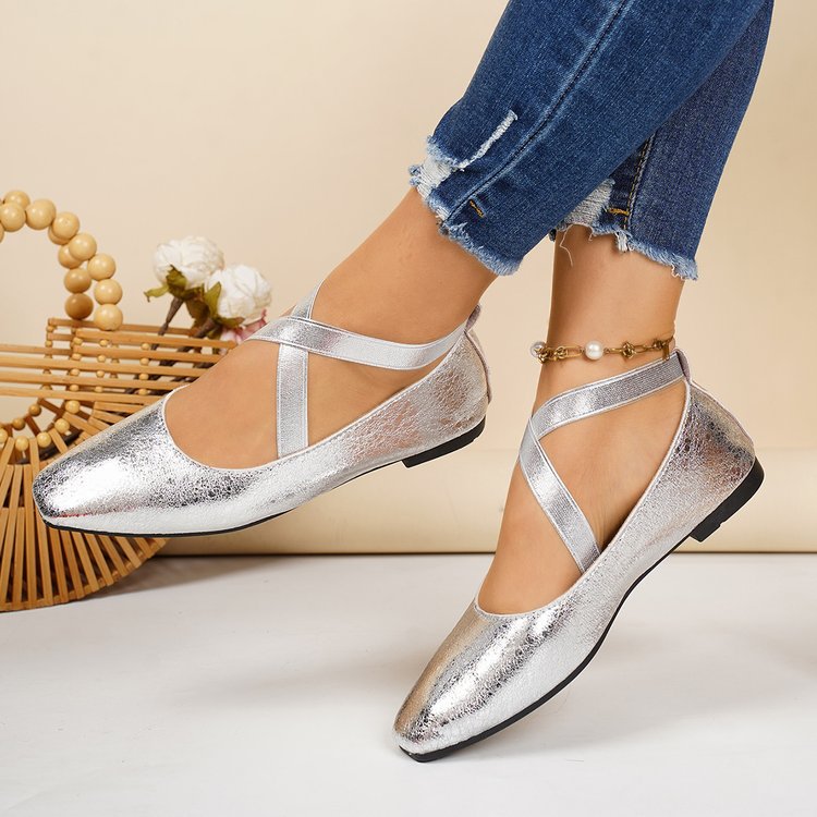 Damen Elegante und bequeme Ballerinas mit überkreuzten Riemen