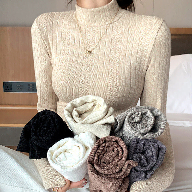Damen Elegantes Langarm-Ripp-Oberteil Shop Nory
