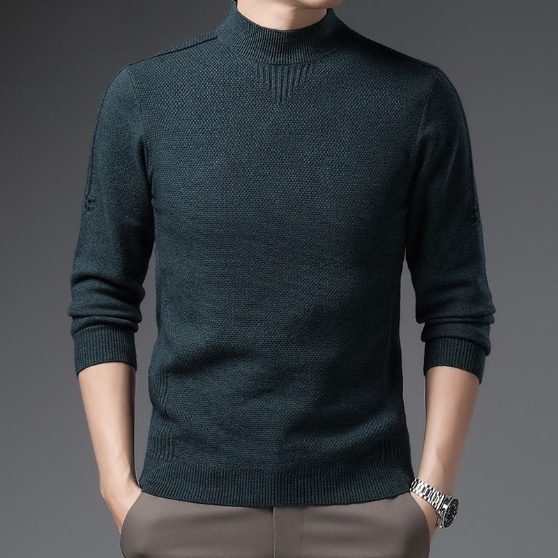 Herren Slim-Fit Strukturierter Feinstrickpullover mit kurzem Schlauchkragen und gerippten Säumen Shop Nory