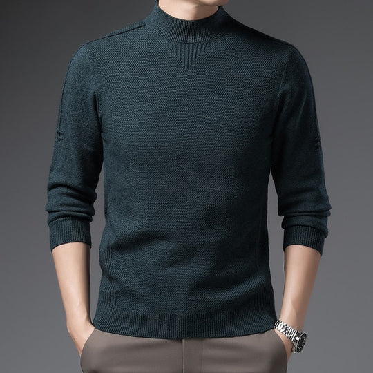 Herren Slim-Fit Strukturierter Feinstrickpullover mit kurzem Schlauchkragen und gerippten Säumen Shop Nory