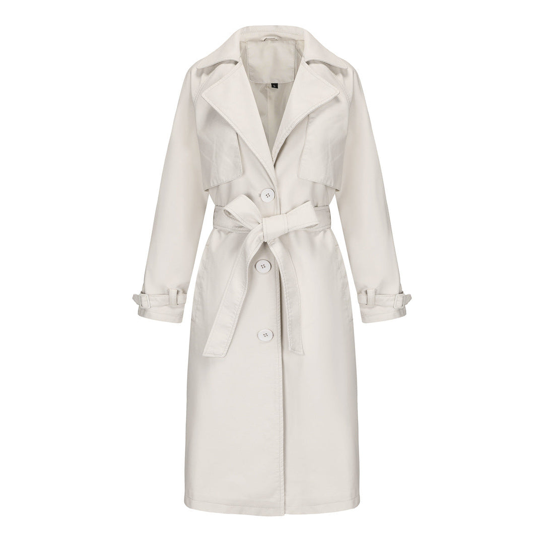 Damen modischer Trenchcoat aus hochwertigem Kunstleder
