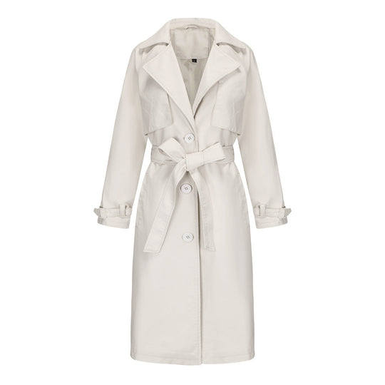 Damen modischer Trenchcoat aus hochwertigem Kunstleder