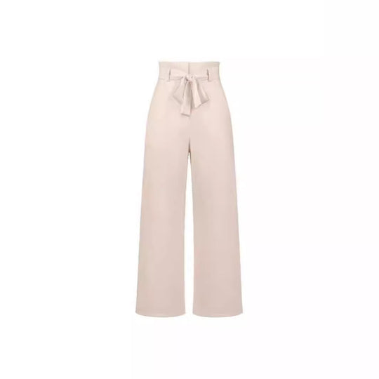 Damen hochtaillierte Paperbag-Hose mit weitem Bein und Taillengürtel Shop Nory