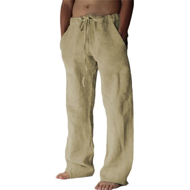Herren Leinenhose mit weitem Schnitt Kordelzug und Seitentaschen Shop Nory