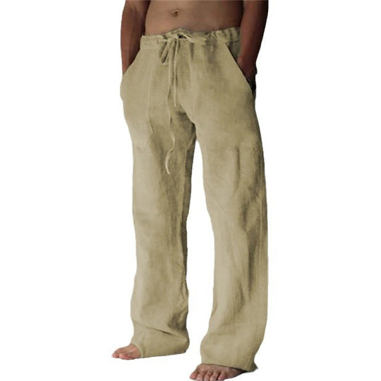 Herren Leinenhose mit weitem Schnitt Kordelzug und Seitentaschen Shop Nory