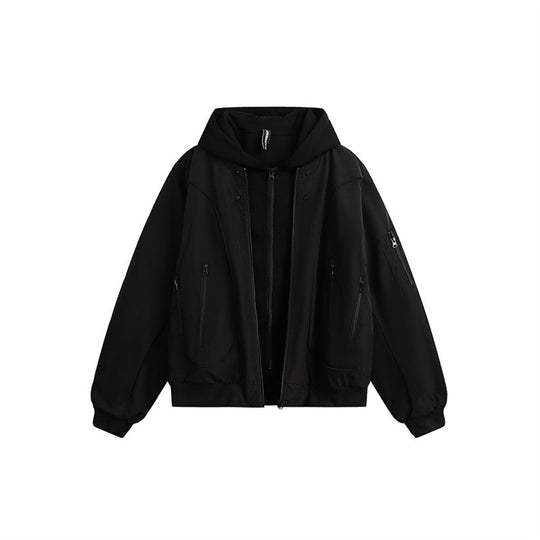 Unisex Layer-Kapuzenjacke mit integrierter Innenweste und Multifunktions-Taschen Shop Nory