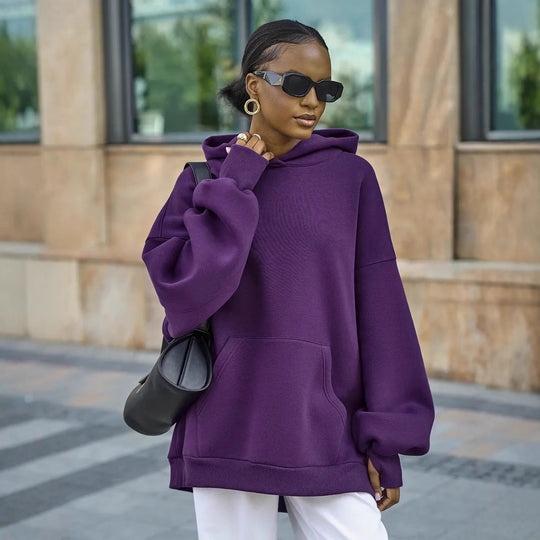 Damen Oversized Kapuzenpullover mit extra weitem Schnitt und Kängurutasche Shop Nory
