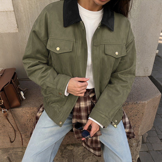 Damen Elegante Suede Jacke Shop Nory