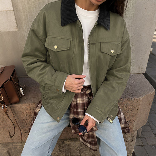 Damen Elegante Suede Jacke Shop Nory