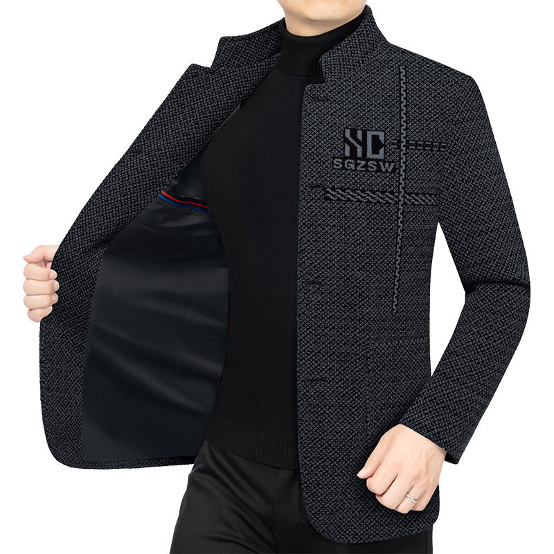 Herren Sakko-Cardigan mit wärmender Teddyfutter und Stehkragen Shop Nory