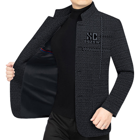 Herren Sakko-Cardigan mit wärmender Teddyfutter und Stehkragen Shop Nory