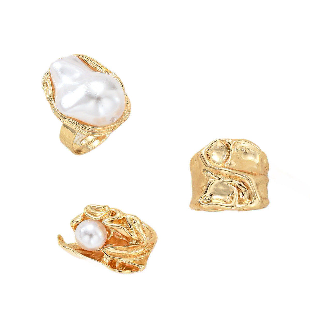 Damen modisches Ringen-Set mit einzigartigen Texturen und Perlenakzenten Shop Nory