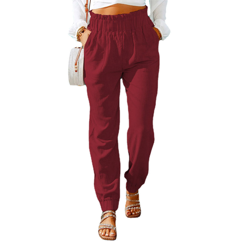Damen Bequeme und elegante Sommerhose mit elastischem Bund und praktischen Taschen