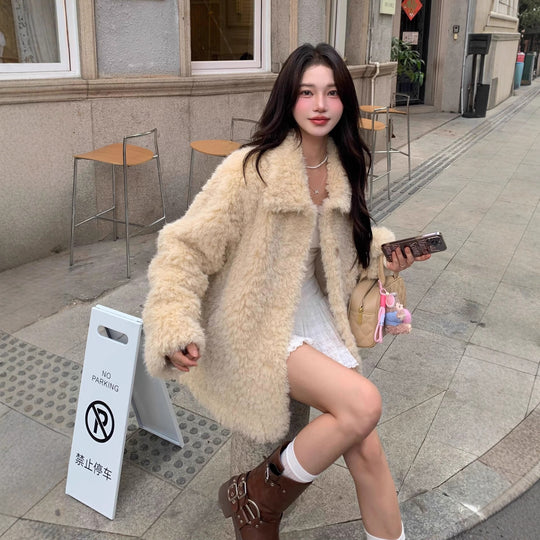 Damen Kuscheliger Kunstfell‑Teddy‑Mantel im Oversize‑Schnitt Shop Nory