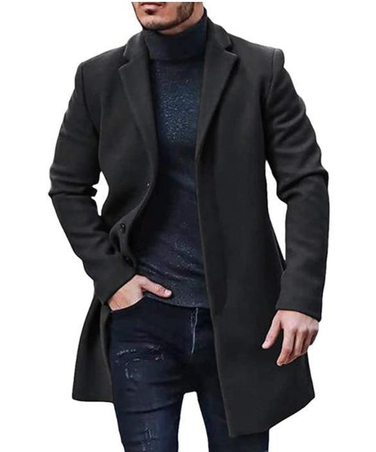 Herren nan midilanger Wollmix Mantel mit schlanker Silhouette und eleganter Knopfreihe Shop Nory