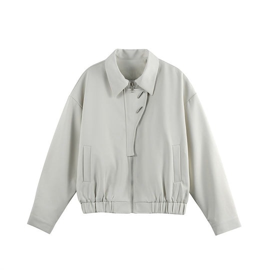 Unisex Leichter Blouson mit Umlegekragen, verdecktem Reißverschluss und elastischem Saum Shop Nory
