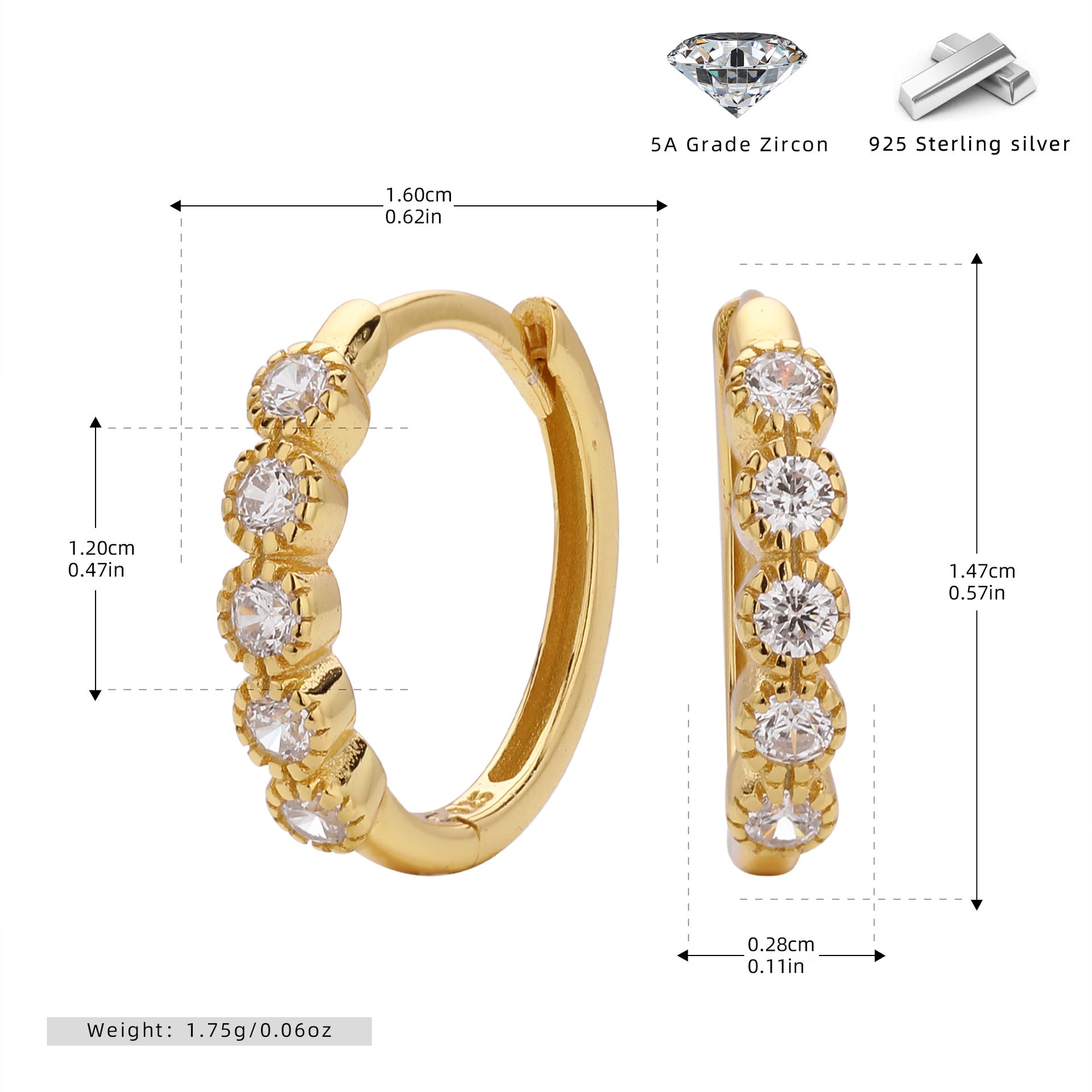 Damen Creolen mit funkelnden Zirkonia aus 925 Sterling Silber Shop Nory
